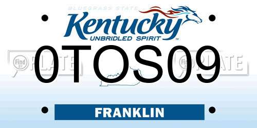 0TOS09 Kentucky License Plate