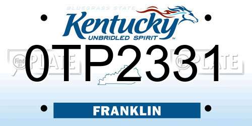 0TP2331 Kentucky License Plate