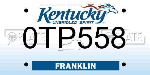 0TP558 Kentucky License Plate