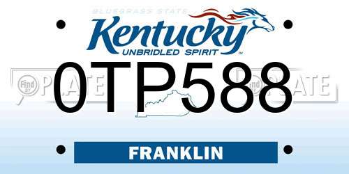 0TP588 Kentucky License Plate