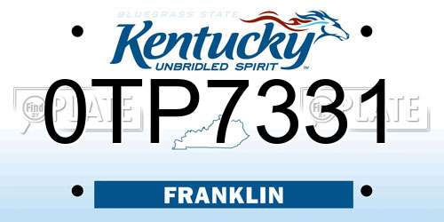 0TP7331 Kentucky License Plate