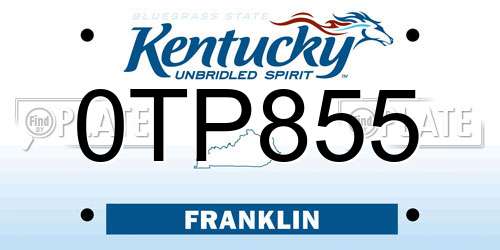 0TP855 Kentucky License Plate