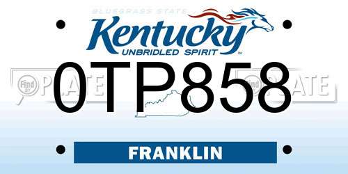 0TP858 Kentucky License Plate