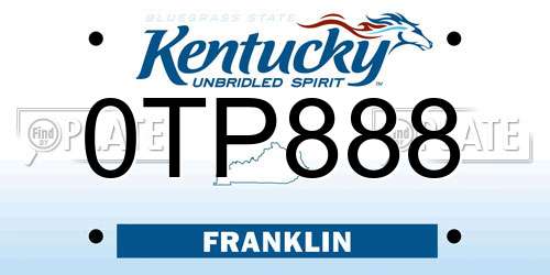 0TP888 Kentucky License Plate