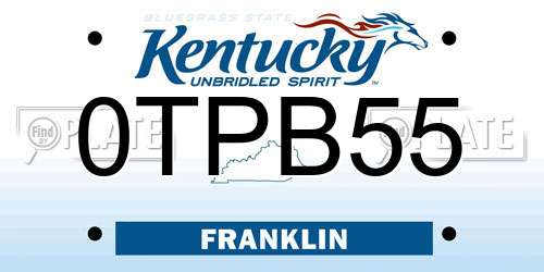 0TPB55 Kentucky License Plate