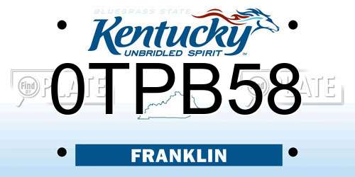 0TPB58 Kentucky License Plate