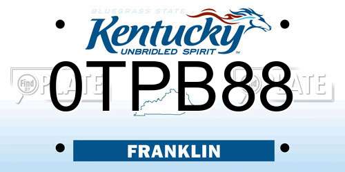0TPB88 Kentucky License Plate