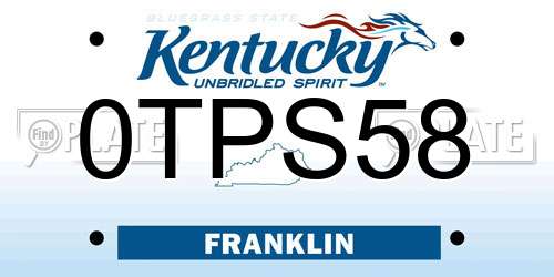 0TPS58 Kentucky License Plate