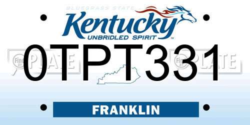 0TPT331 Kentucky License Plate