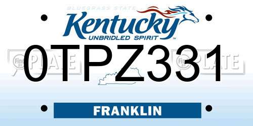 0TPZ331 Kentucky License Plate