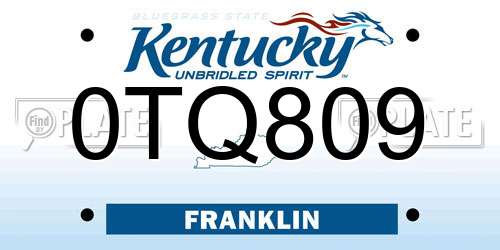 0TQ809 Kentucky License Plate