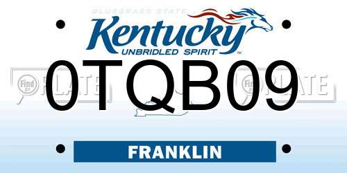 0TQB09 Kentucky License Plate