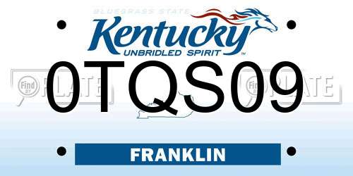0TQS09 Kentucky License Plate