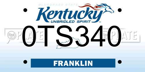 0TS340 Kentucky License Plate