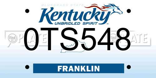 0TS548 Kentucky License Plate