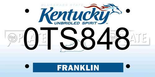 0TS848 Kentucky License Plate