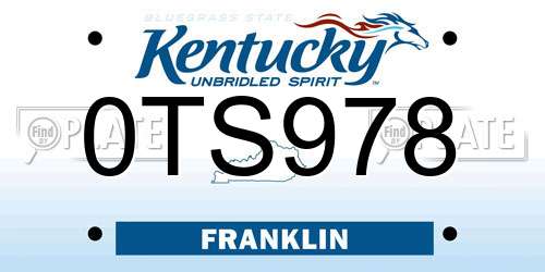 0TS978 Kentucky License Plate