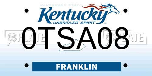 0TSA08 Kentucky License Plate