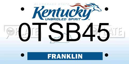 0TSB45 Kentucky License Plate