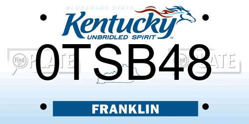 0TSB48 Kentucky License Plate