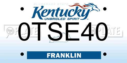 0TSE40 Kentucky License Plate