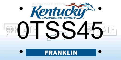 0TSS45 Kentucky License Plate