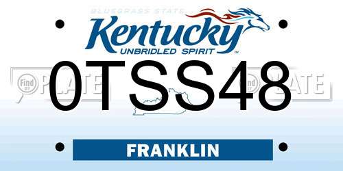 0TSS48 Kentucky License Plate