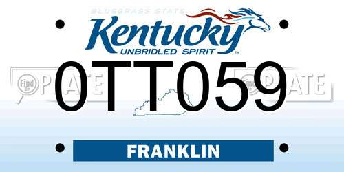 0TT059 Kentucky License Plate
