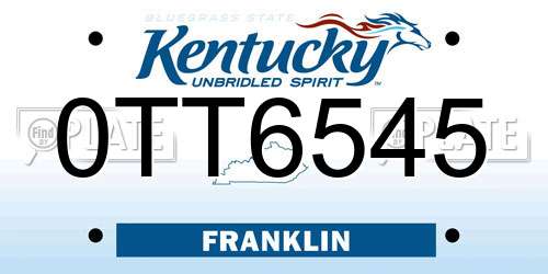 0TT6545 Kentucky License Plate