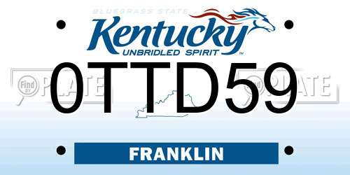0TTD59 Kentucky License Plate