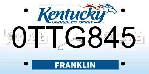 0TTG845 Kentucky License Plate