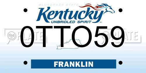 0TTO59 Kentucky License Plate
