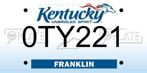 0TY221 Kentucky License Plate