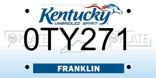 0TY271 Kentucky License Plate