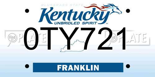 0TY721 Kentucky License Plate