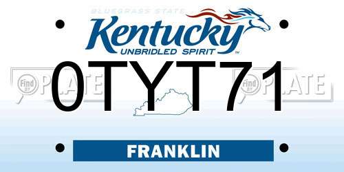 0TYT71 Kentucky License Plate
