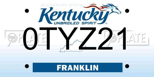 0TYZ21 Kentucky License Plate