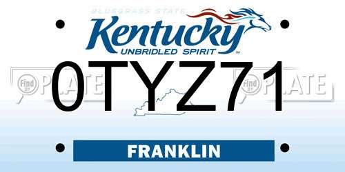 0TYZ71 Kentucky License Plate