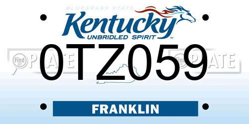 0TZ059 Kentucky License Plate