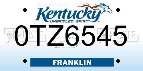 0TZ6545 Kentucky License Plate