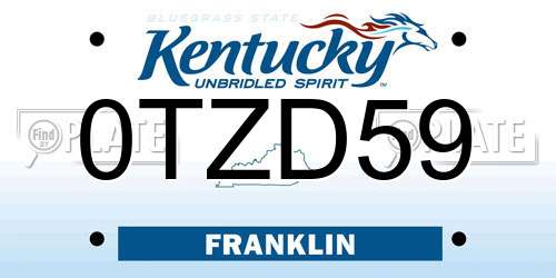 0TZD59 Kentucky License Plate