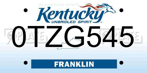 0TZG545 Kentucky License Plate