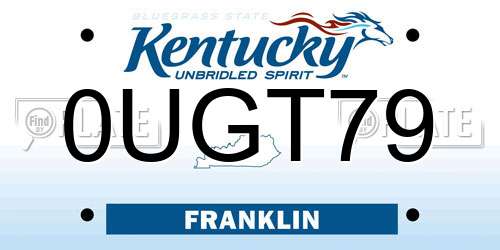 0UGT79 Kentucky License Plate