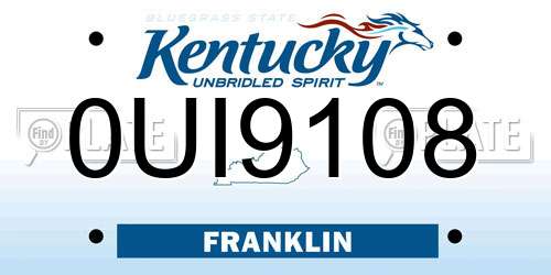 0UI9108 Kentucky License Plate