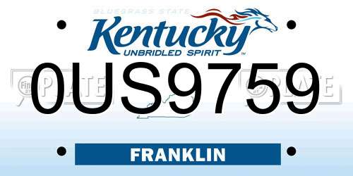 0US9759 Kentucky License Plate