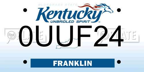0UUF24 Kentucky License Plate