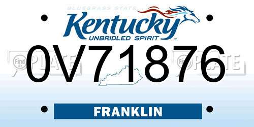 0V71876 Kentucky License Plate