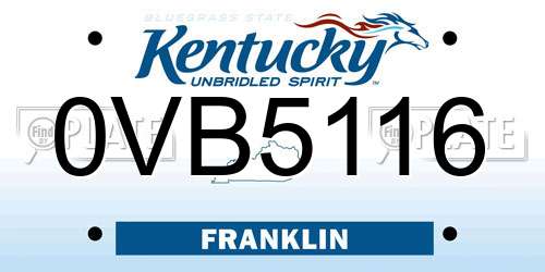 0VB5116 Kentucky License Plate