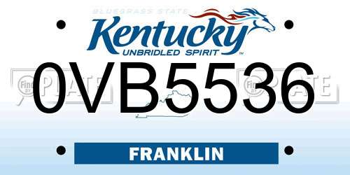 0VB5536 Kentucky License Plate