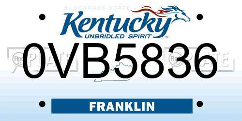 0VB5836 Kentucky License Plate